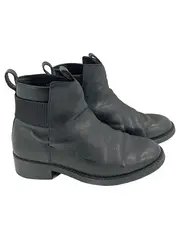 Vorschaubild 1 von Damen Stiefelette Gr. 38 Schwarz Leder Chelsea Boots Klassisch Minimalistisch