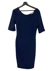 Vorschaubild 1 von Damen Blusenkleid Blau L Strukturmuster Midikleid Casual 40
