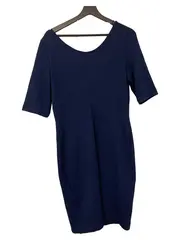 Vorschaubild 2 von Damen Blusenkleid Blau L Strukturmuster Midikleid Casual 40