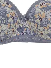 Vorschaubild 5 von BH Blumenmuster Grau Spitze Damen Gr. 115C NEU