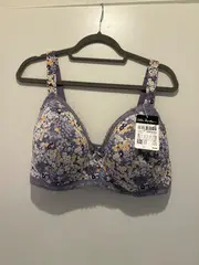 Vorschaubild 2 von BH Blumenmuster Grau Spitze Damen Gr. 115C NEU