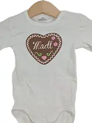 Vorschaubild 2 von Baby Body Madl Langarm Gr. 62 Weiß Lebkuchenherz Tracht