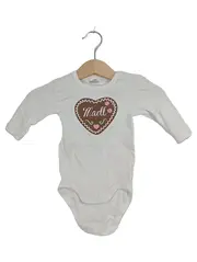 Vorschaubild 1 von Baby Body Madl Langarm Gr. 62 Weiß Lebkuchenherz Tracht