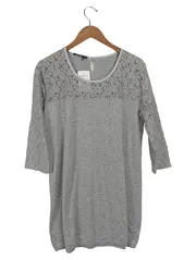 Vorschaubild 1 von Damen Festliches Kleid Gr. 42/XL Grau Feminin Spitze Lochmuster