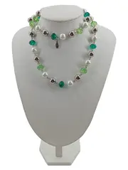 Vorschaubild 1 von Damen Halskette Elegant Mehrfarbig Perlen Glas Metall