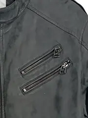 Vorschaubild 3 von Outerwear Herren Bikerjacke Kunstleder Grau Gr. M