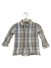 Vorschaubild 1 von Jungen Hemd kariert Gr. 86 Langarm Baumwolle blau beige