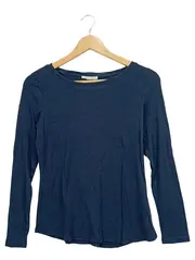 Vorschaubild 1 von Damen Langarmshirt Gr. 34/XS Blau Basic Baumwolle Rippstrick