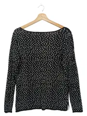 Vorschaubild 2 von Damen Pullover Punkte Langarm Viskose Schwarz Gr. 36/S