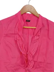 Vorschaubild 2 von Damen Hemdbluse Gr. 36 Pink Feminin Rüschen Kurzarm