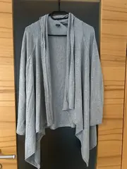 Vorschaubild 4 von Damen Strickjacke Cardigan Grau Gr. 40 Wasserfall-Ausschnitt Casual