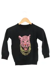 Vorschaubild 1 von Kinder Langarmshirt Schwarz Gr. 116 Leopard Tiermotiv Casual