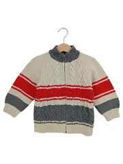 Vorschaubild 1 von Kinder Strickjacke Gr. 98 Mehrfarbig Zopfstrickmuster Reißverschluss