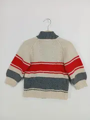 Vorschaubild 3 von Kinder Strickjacke Gr. 98 Mehrfarbig Zopfstrickmuster Reißverschluss