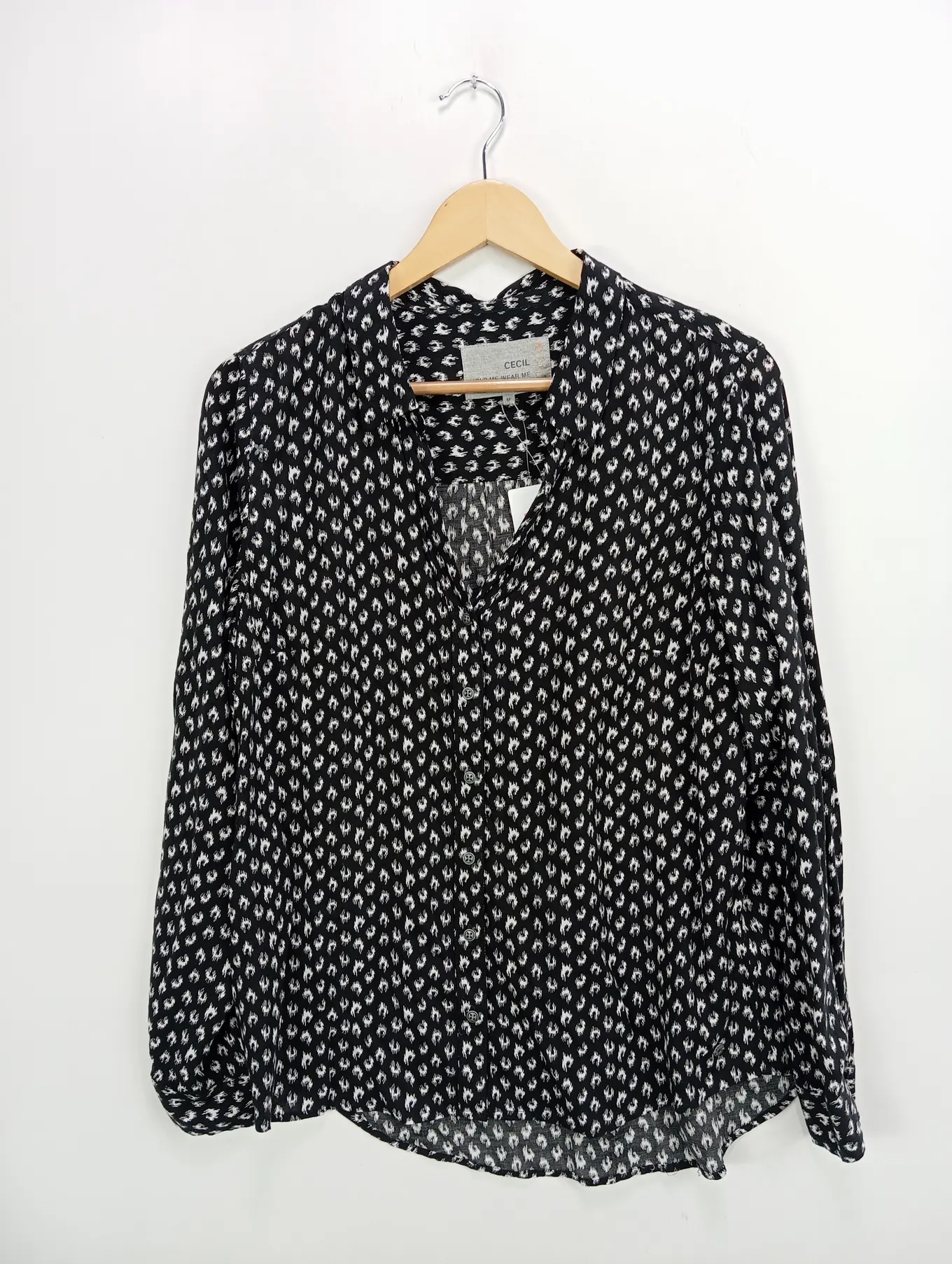 CECIL Damen Bluse 38/M Mehrfarbig Grafisches Muster Langarm Viskose