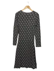 Vorschaubild 2 von Damen Wickelkleid Gr. 38/M Grau Gemustert Viskose Freizeitkleid