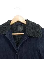 Vorschaubild 3 von Cord Mantel Damen Gr. S Teddykragen Blau Baumwolle