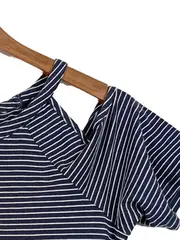 Vorschaubild 3 von Damen T-Shirt Blau Gestreift Gr. S Casual Baumwolle Kurzarm