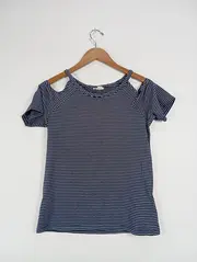 Vorschaubild 6 von Damen T-Shirt Blau Gestreift Gr. S Casual Baumwolle Kurzarm