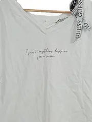 Vorschaubild 2 von Damen T-Shirt Gr. 40/L Weiß V-Ausschnitt Schleife Logo Casual