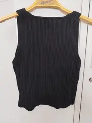 Vorschaubild 2 von Damen Stricktop Schwarz Rippstrick Gr. 38/M