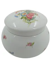 Vorschaubild 1 von Porzellan Dekodose Blumenmotiv Weiß mit Deckel 11cm
