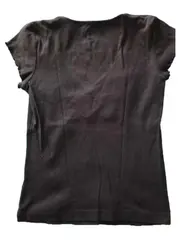 Vorschaubild 3 von Damen T-Shirt Braun Gr. S Perlenapplikation V-Ausschnitt