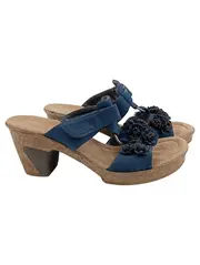 Vorschaubild 1 von Damen Plateausandalen Gr. 37 Blau Feminin mit Blumenapplikationen