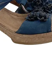 Vorschaubild 3 von Damen Plateausandalen Gr. 37 Blau Feminin mit Blumenapplikationen