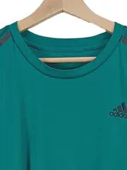 Vorschaubild 2 von Herren Sport Shirt Kurzarm Türkis Streifen Logo Gr. 42 XL Polyester