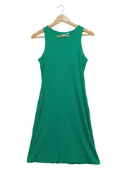 Vorschaubild 1 von Damen Sommerkleid Gr. 34/XS Grün Casual Rippstrick Midikleid