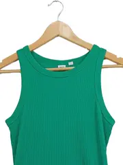 Vorschaubild 2 von Damen Sommerkleid Gr. 34/XS Grün Casual Rippstrick Midikleid