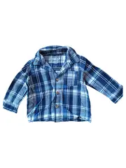 Vorschaubild 1 von Fred & Flo Baby Hemd Gr. 68 Blau Kariert Baumwolle Langarm