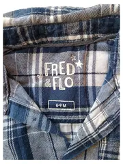 Vorschaubild 3 von Fred & Flo Baby Hemd Gr. 68 Blau Kariert Baumwolle Langarm