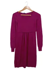 Vorschaubild 1 von Strickkleid Midi Pink Gr. 36/S Casual Rippstrick Logo Strass