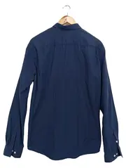 Vorschaubild 2 von Herren Freizeithemd Gr. 50/L Blau Gestreift Langarm Casual