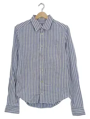 Vorschaubild 1 von Herren Business Hemd Gestreift Langarm Blau Gr. 46/S Baumwolle