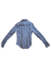 Vorschaubild 2 von Herren Business Hemd Gestreift Langarm Blau Gr. 46/S Baumwolle