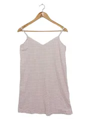 Vorschaubild 1 von Nachthemd Damen Gr. 36/38 Rosa Kariert Baumwolle Träger