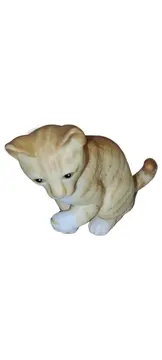 Vorschaubild 1 von Porzellan Katze Kätzchen gestreift Dekofigur Orange 6cm