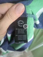Vorschaubild 2 von TCM Herren T-Shirt Gr. M Henley Gestreift Blau Grün Baumwolle