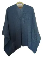 Vorschaubild 2 von Damen Cape Poncho Blau UNI Casual Klassisch Strick