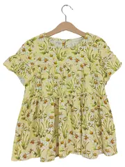 Vorschaubild 1 von Kinder Sommerkleid Gr. 140 Gelb Feminin Blumenmuster Viskose Rüschen