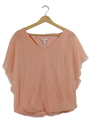 Vorschaubild 1 von Damen Shirt T-Shirt Rosa Gr. 34 XS Kurzarm V-Ausschnitt