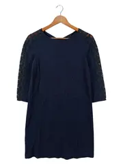 Vorschaubild 1 von Businesskleid Damen Gr. 38/M Blau Elegant mit Spitze 3/4 Arm