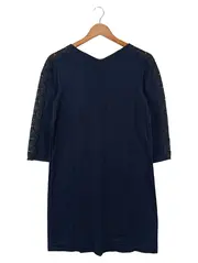 Vorschaubild 2 von Businesskleid Damen Gr. 38/M Blau Elegant mit Spitze 3/4 Arm
