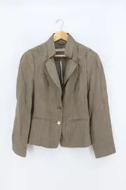 Vorschaubild 1 von Damen Blazer Gr. 40/M Grün Gestreift Leinen Business Elegant