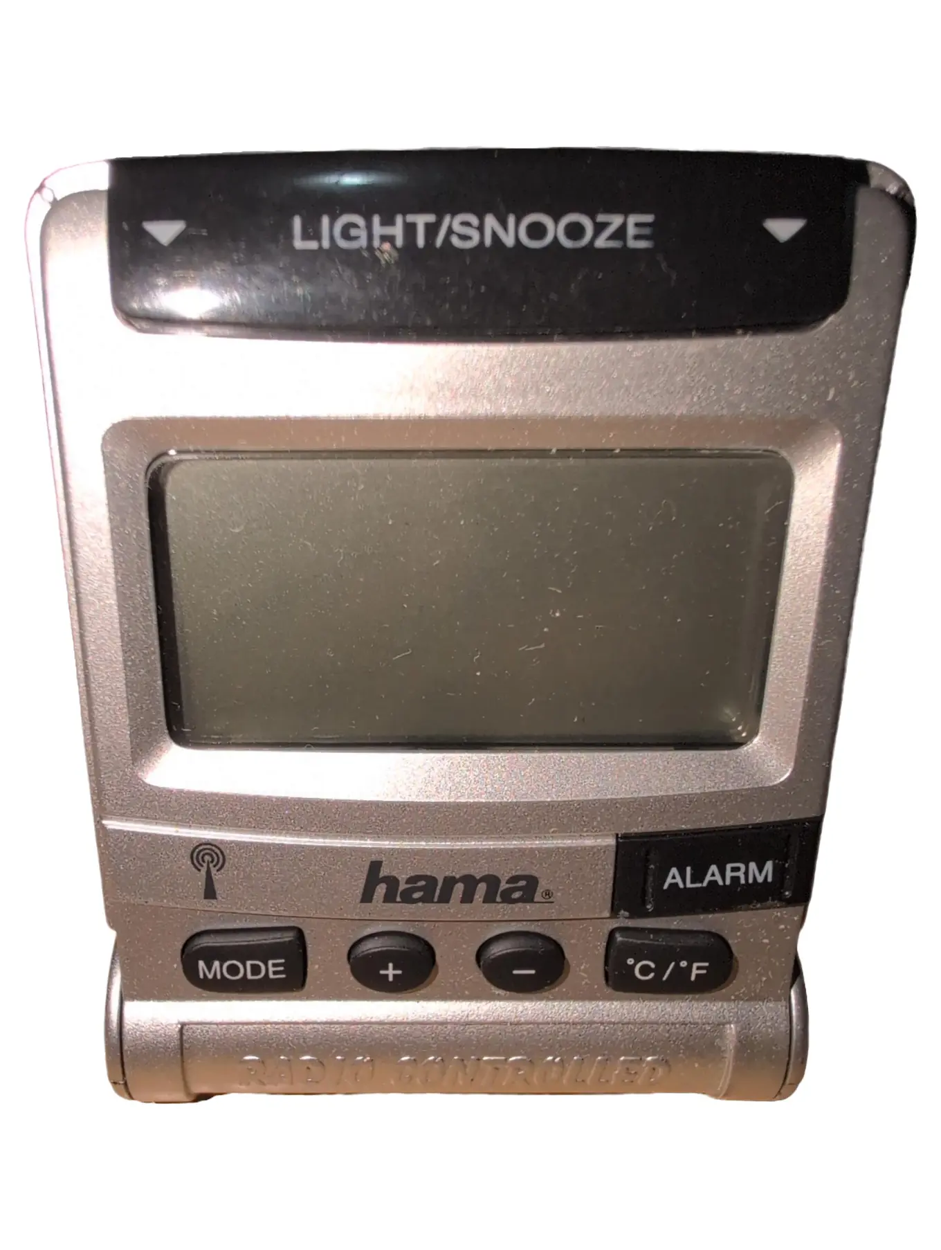HAMA RC100 Radiowecker Digital Funkwecker Alarm Snooze Temperatur Silber 8cm