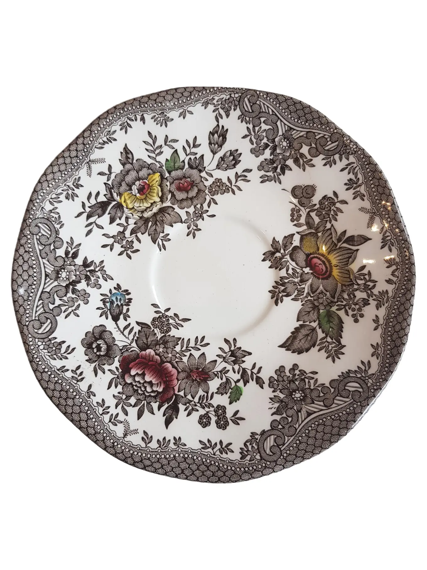 ENOCH WEDGWOOD Unterteller Oriental Pheasant Porzellan Vintage Blumenmuster 15cm