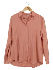 Vorschaubild 1 von Damen Hemdbluse Gr. 38/M Rosa Basic Langarm Viskose Bluse
